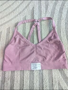 Reebok Seamless Ribbed Light Support Sports Bra - Mauve Pink